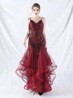 sequin slip tulle maxi dress