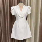 aaliyah v-neck a-line mini dress in white