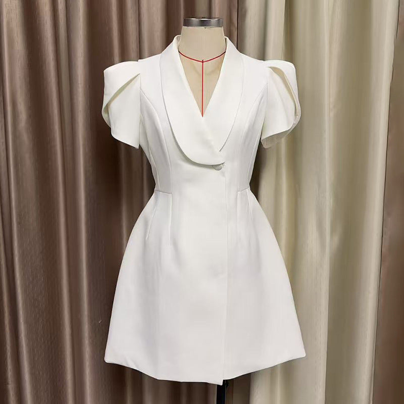 aaliyah v-neck a-line mini dress in white