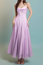 Flowering Girl Women Simona Chiffon Chest Wrap Maxi Dress In Purple