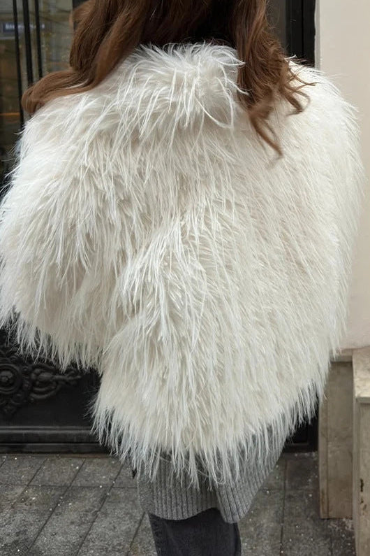 Flowering Girl Women michaelia fur lapel jacket in white