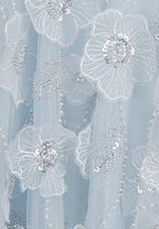 Tutu Light Blue Sleeveless Flower Diamond Short Doll Dress