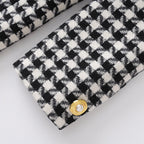 Novia Black Double-Breasted Houndstooth Wool-Blend Tweed Blazer