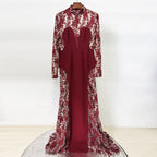 Flowering Girl Women trista Mesh embroidery patchwork maxi dress - red