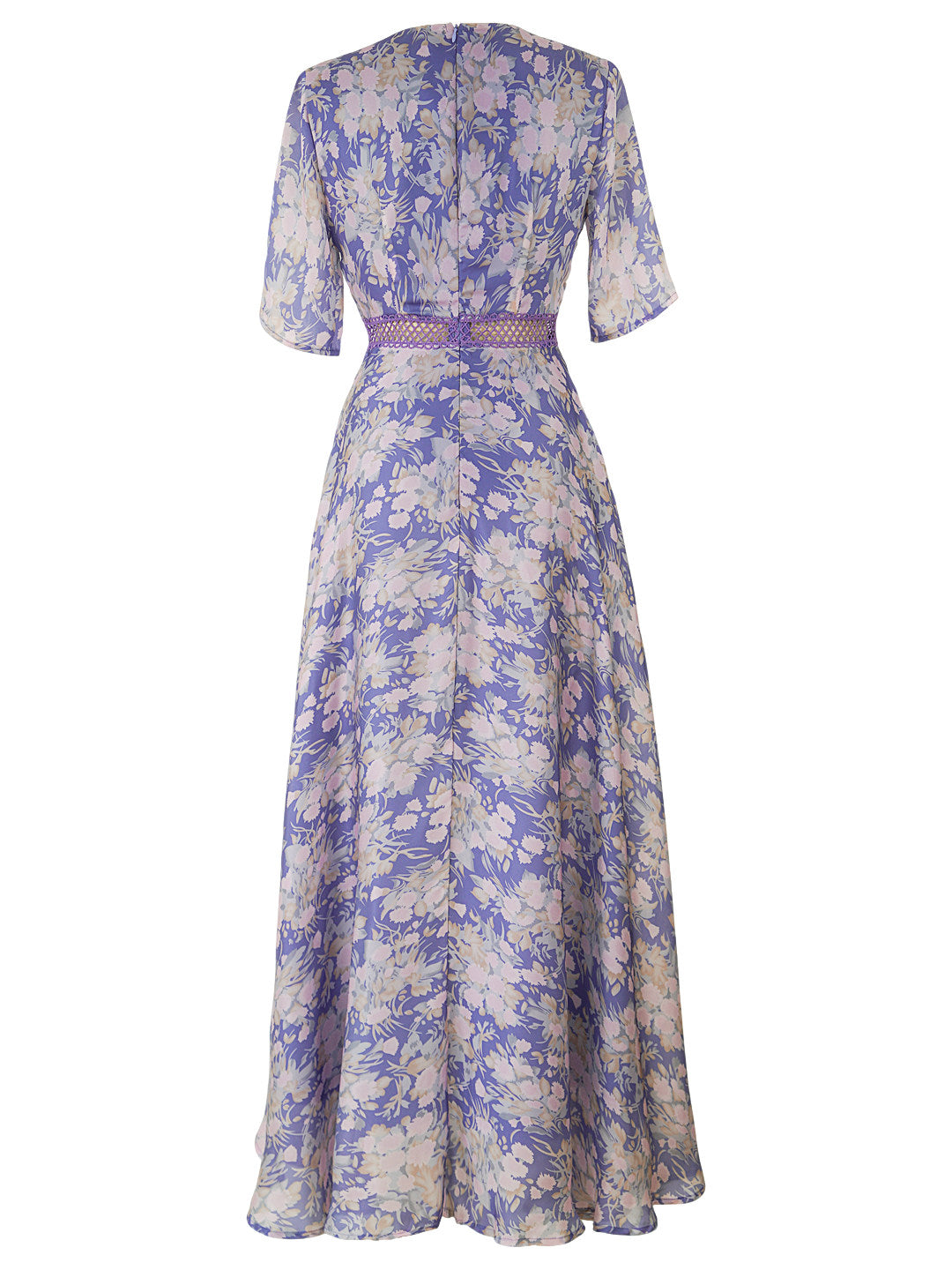 Purple Floral Printed V-Neck Maxi Dress
