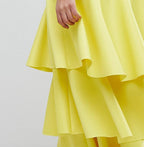Flowering Girl Women samantha layered off-shoulder midi dress in yellow