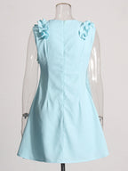 Flowering Girl Women floral embellished a-line mini dress in blue