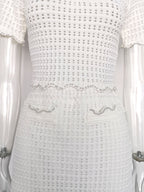 angela ruffle trim Pearl beaded knit sweater