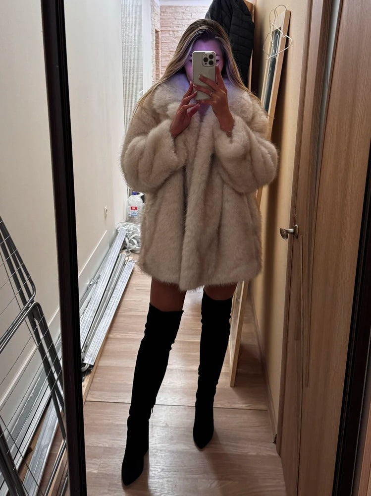 Flowering Girl Women imitation fox fur coat in winter