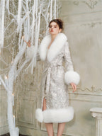 Sliver Tie Long Sleeve Long Fur Autumn Coat