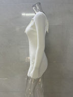 Flowering Girl Women white off-the-shoulder long-sleeved knitted dress