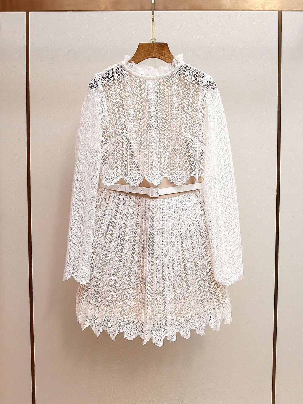 odelette Cream Organza Lace Mini Dress