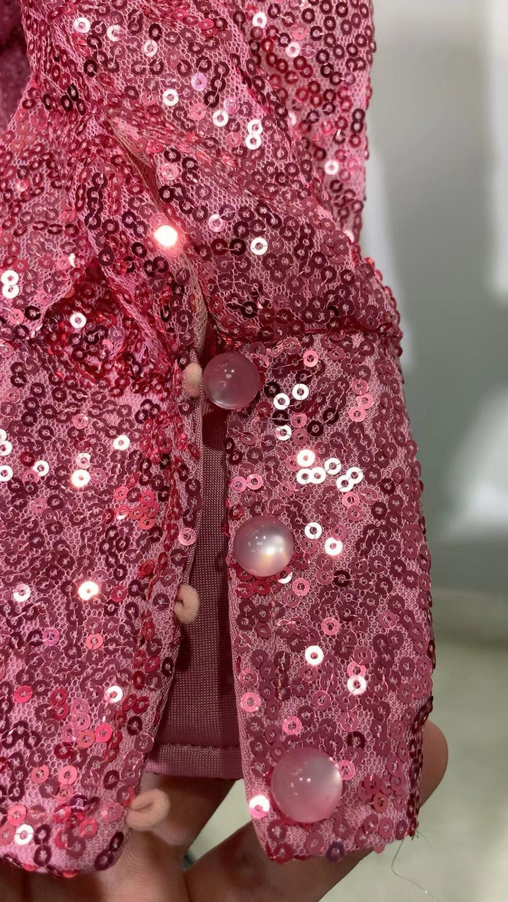 zenobia Ruched cut out Sequin Mini Dress in pink