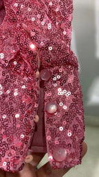 zenobia Ruched cut out Sequin Mini Dress in pink