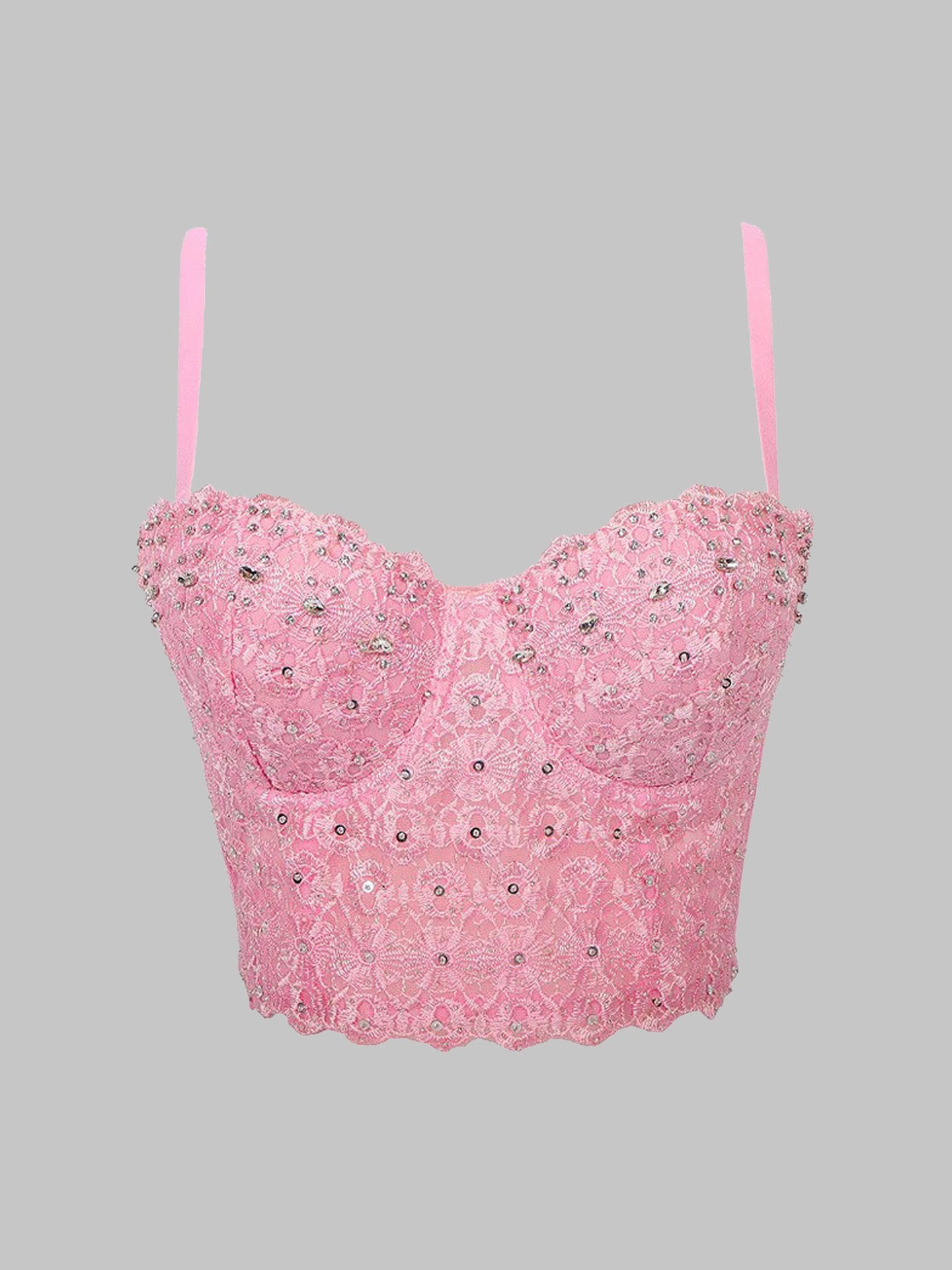 Calista Skin Tone High-End Embroidered Rhinestone-Encrusted Boning Corset