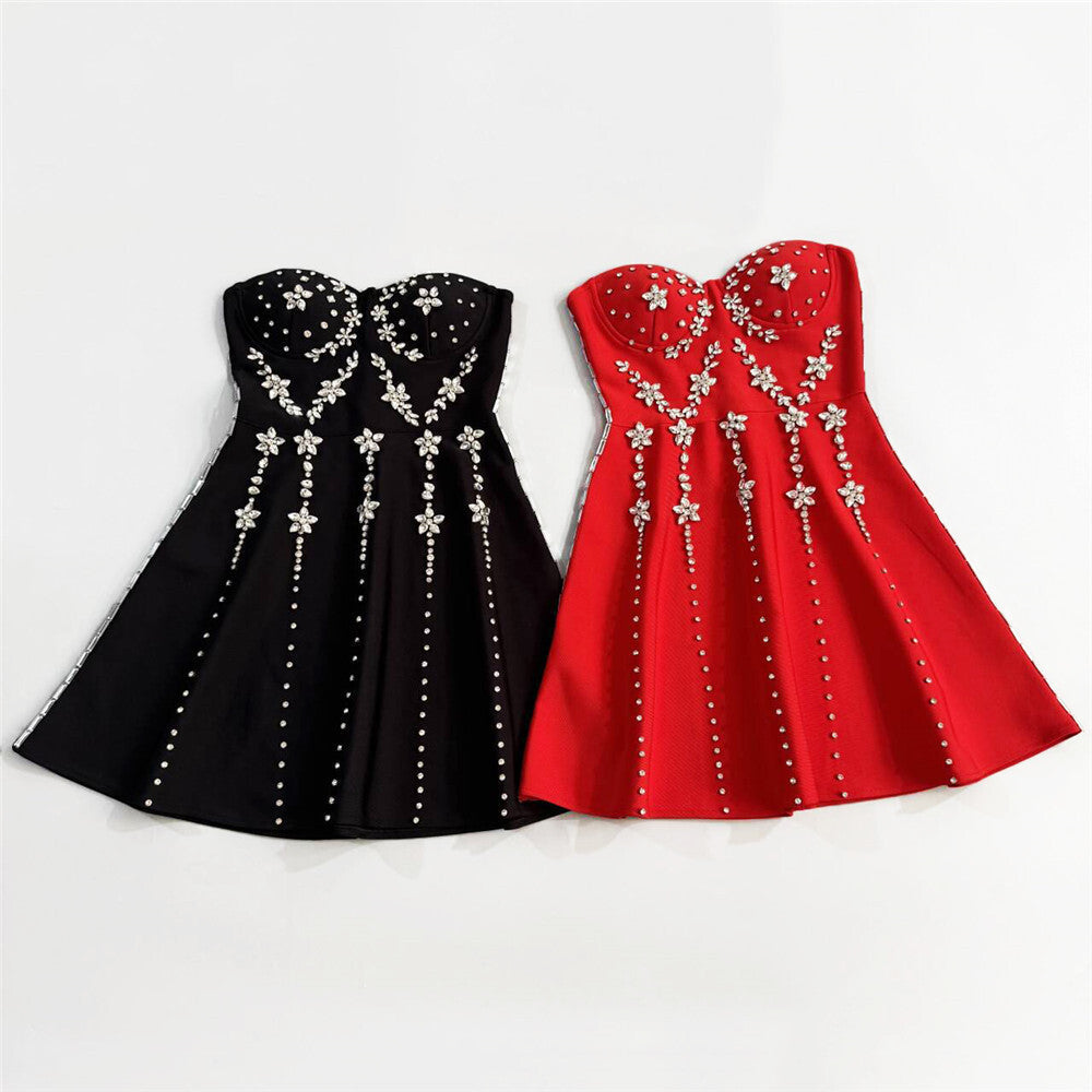 Flowering Girl Women Julie Strapless Diamond Bandage Mini Dress