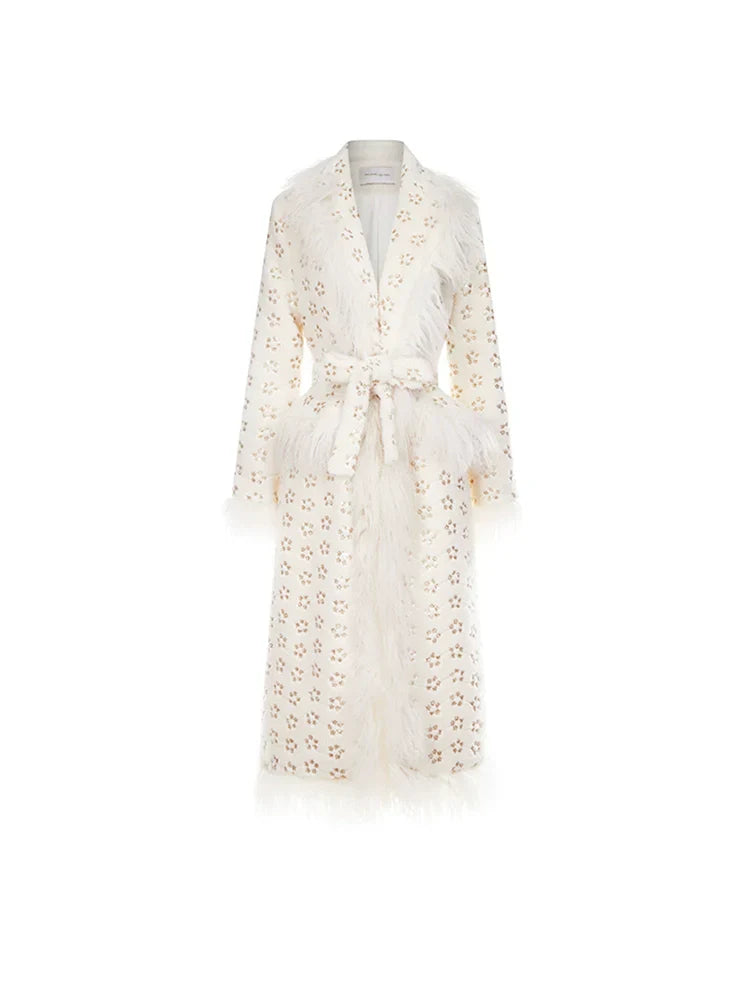 Retro Square Collar Plant and Flower Tie Coat