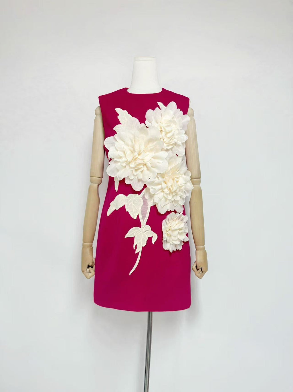 mandy 3d flower embellished Mini Dress in Black