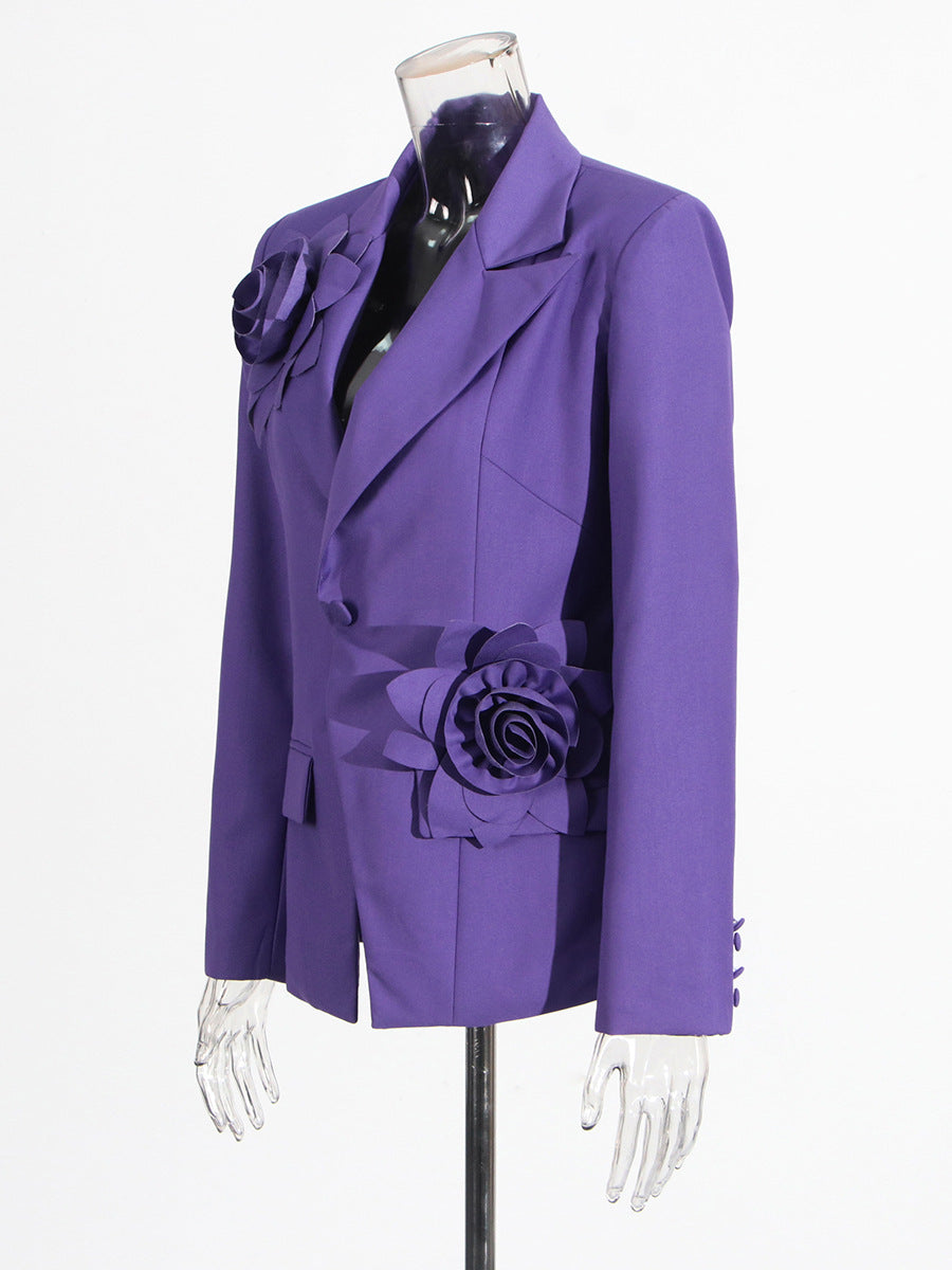 Flowering Girl Women Aharon Flower Lapel Cross Blazer