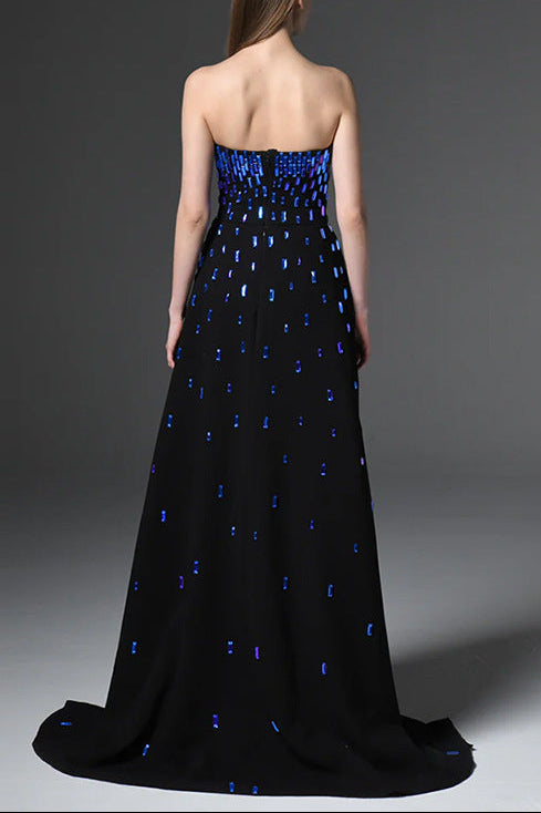 beaded diamond blue diamond bandeau dress
