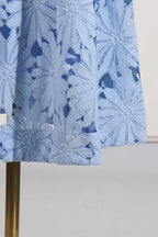 Lace Embroidered Top & Maxi Skirt Two-Piece Set in blue