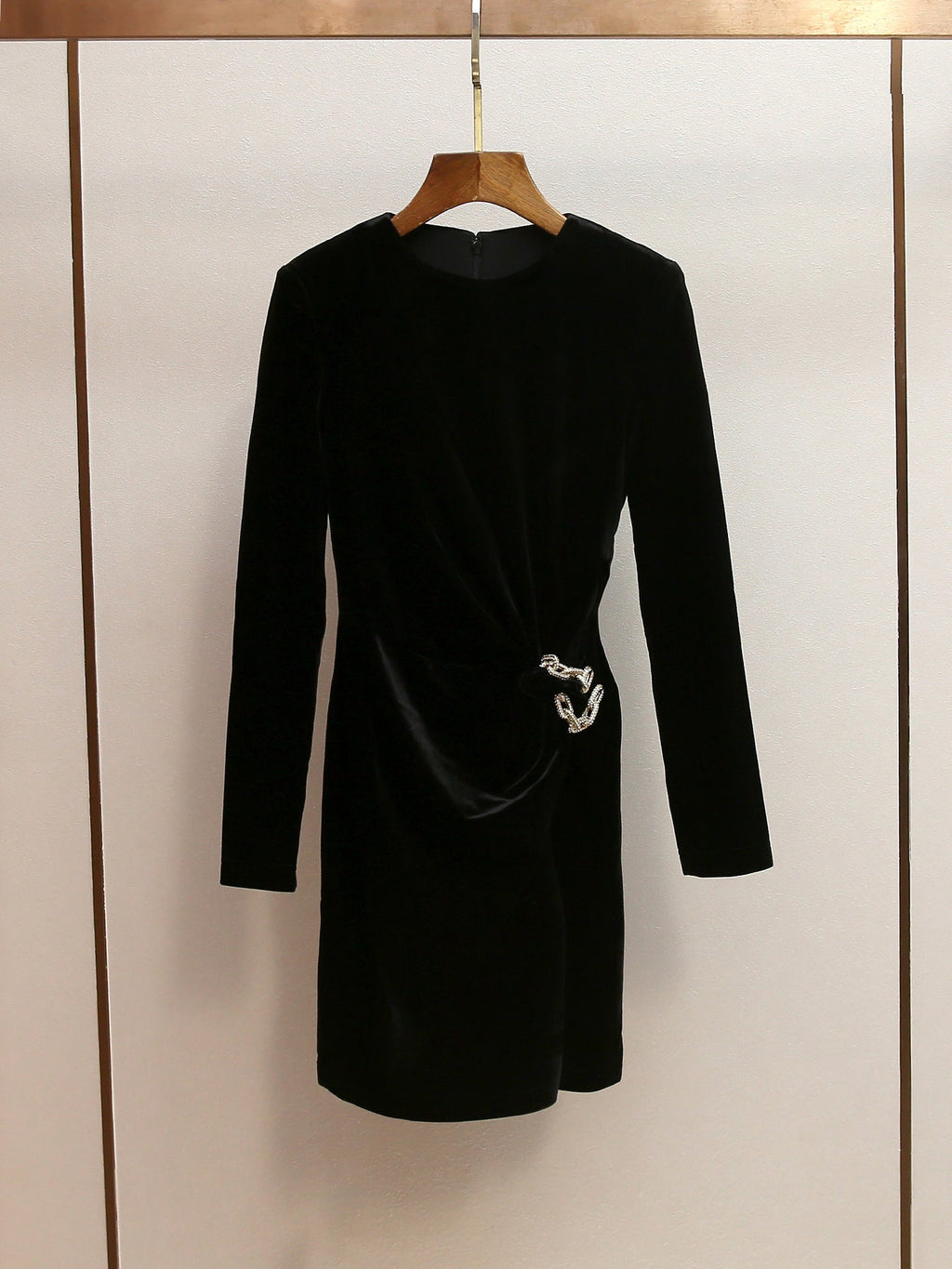 yvette black Velvet Embellished Mini Dress