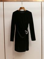 yvette black Velvet Embellished Mini Dress