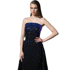 Flowering Girl Women beaded diamond blue diamond bandeau dress