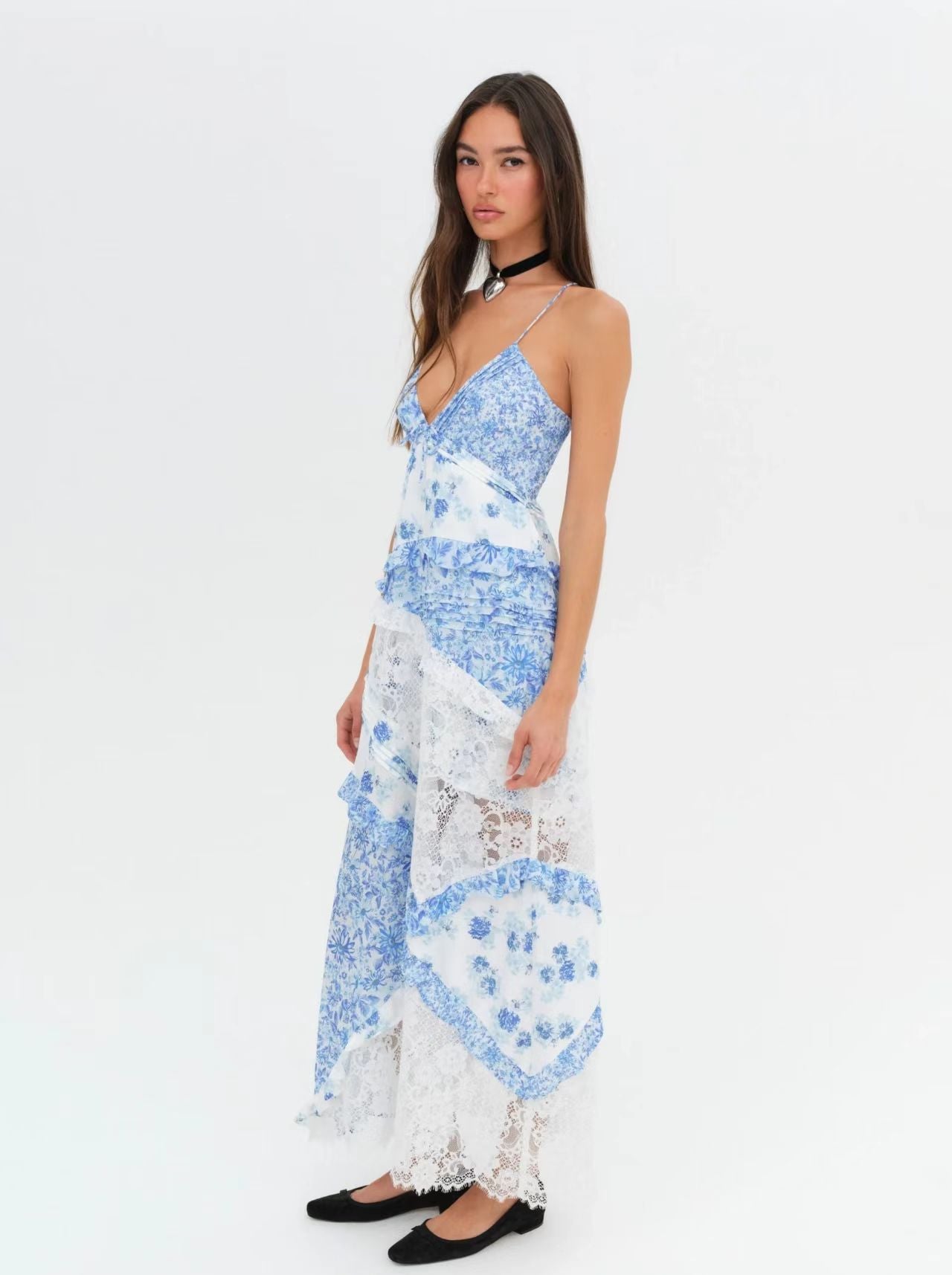 Léa Lace Patchwork Floral Cami Maxi Dress