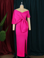 Flowering Girl Women Pink Bow-Knot Midi Dress