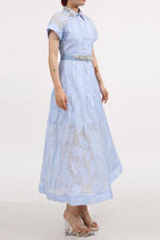 daisy Crystal embellished Midi Dress in blue