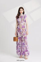 Flowering Girl Women chloe hollow out flower embroidery maxi dress in purple