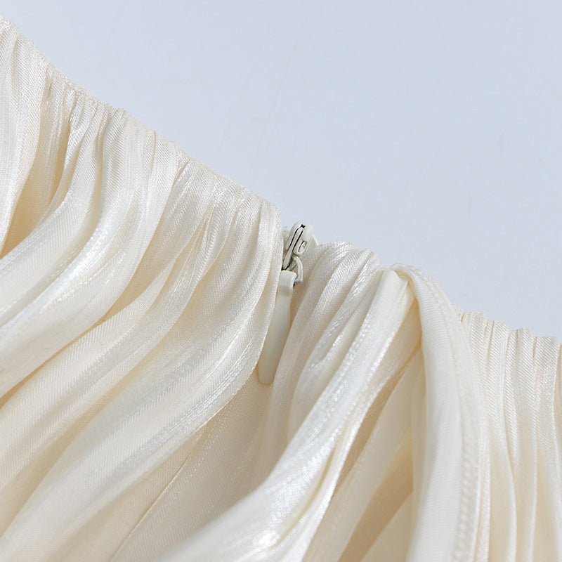 cornelia Apricot pleated Draped Mini Dress