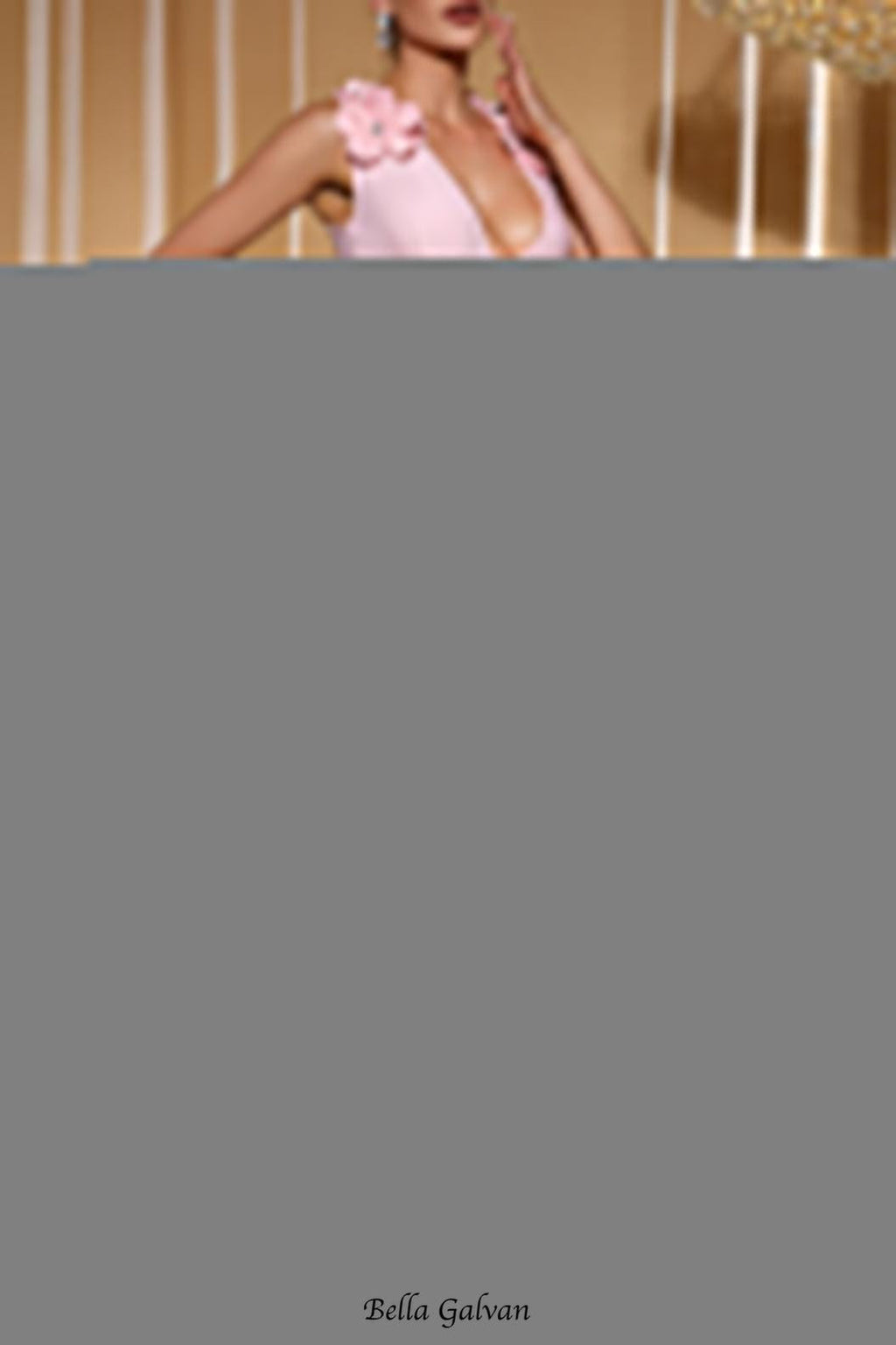 cynthia 3D Flower v-neck Sleeveless bodycon mini Dress in pink