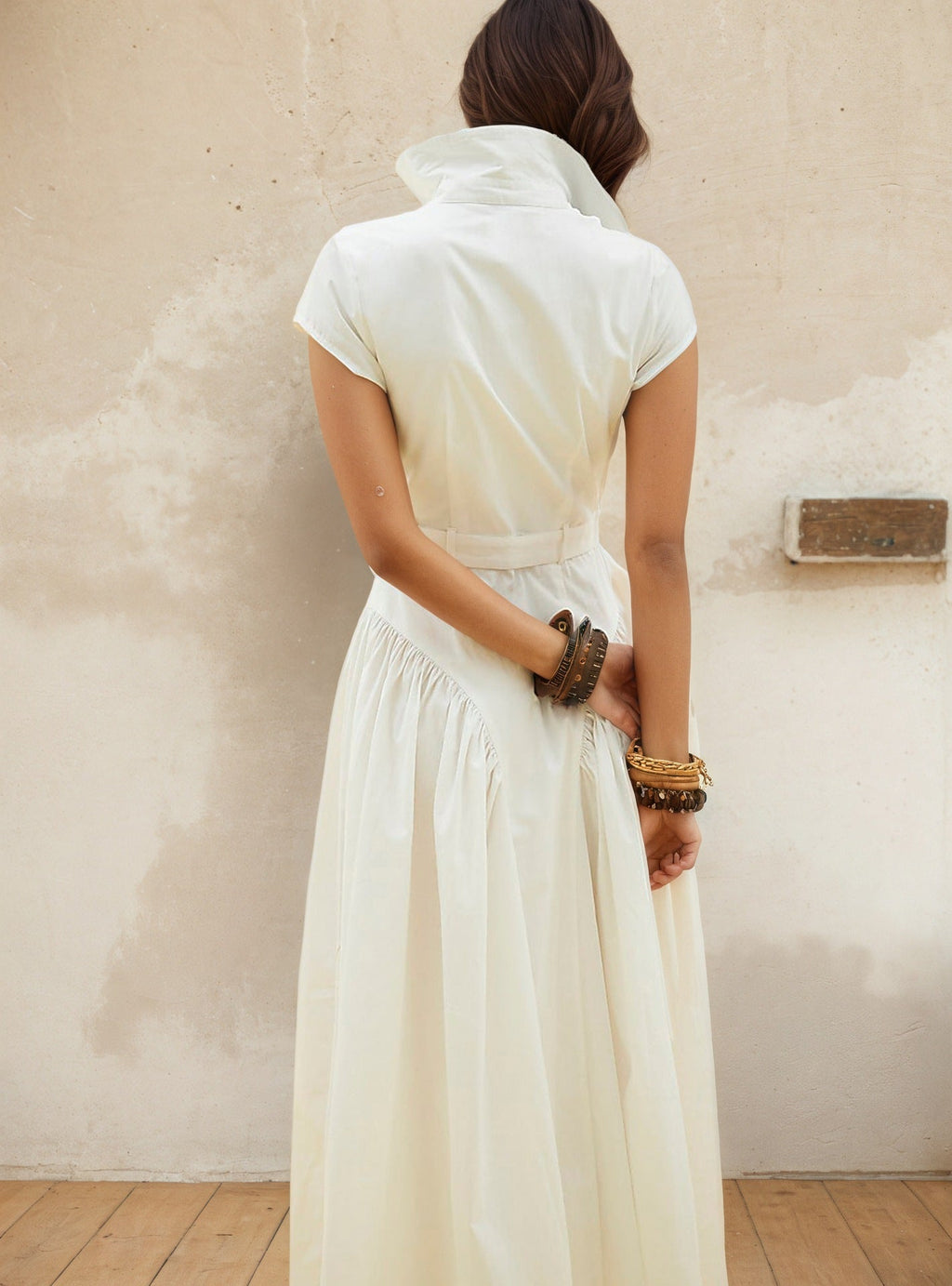Flowering Girl Women Cap Sleeve Belted Shirt Maxi Dress
