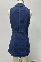 Flowering Girl Women Eartha Collared Denim Mini Dress - Dark Blue