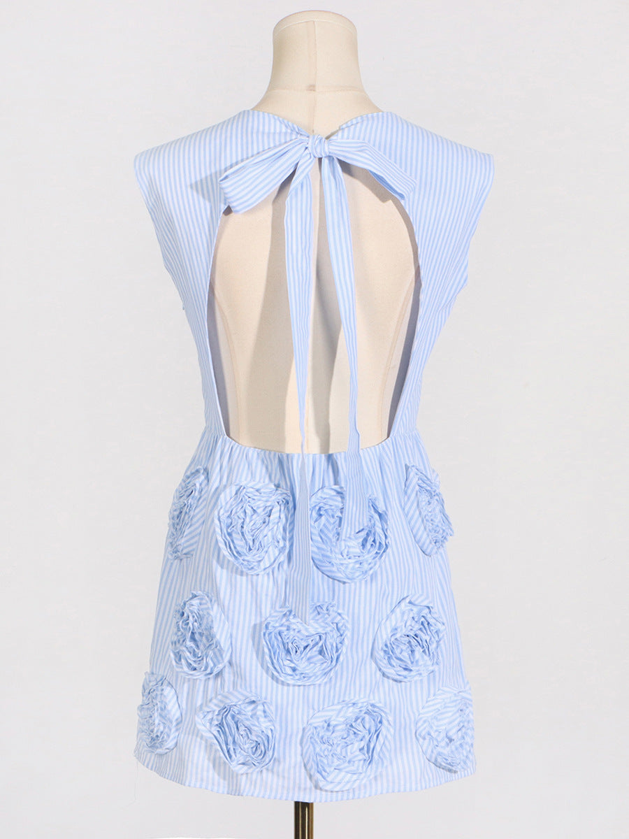 Flowering Girl Women xaviera rose applique mini dress in blue