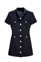 tabitha Boucle Collared tweed Mini Dress in black