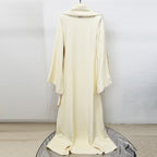 Flowering Girl Women yellow scarf nail bead flared sleeve maxi dress