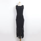 marjorie Fringed Knit Maxi Dress in black