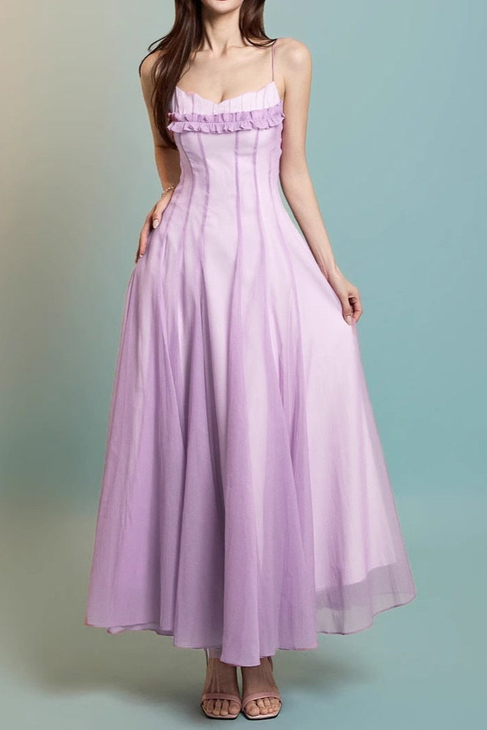 Flowering Girl Women Simona Chiffon Chest Wrap Maxi Dress In Purple