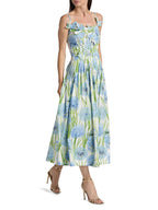 Flowering Girl Women Jolie Multicolor Floral Bow Embroidered Poplin Midi Dress