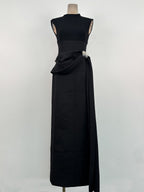 Kelly Interlock Pleated Knit Maxi Dress In Black