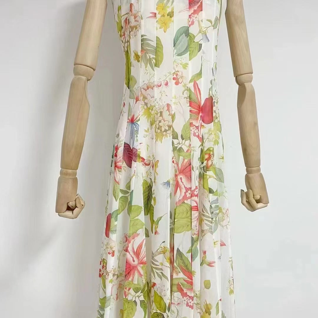 Flowering Girl Women Multicolor Floral Print Fauna Gazar Gown