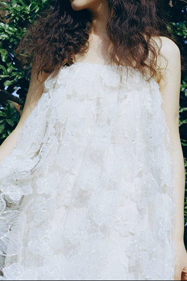 Floral Appliqué Strapless Maxi Dress