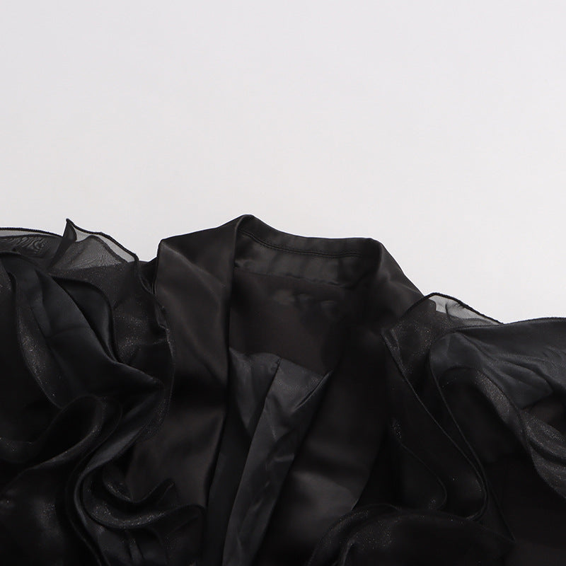 ashley Ruffle embellished Blazer in black