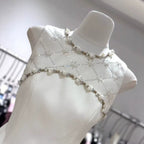Flowering Girl Women nina rhinestone a-line mini dress - beige