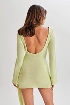Flowering Girl Women green long sleeve knitted mini dress