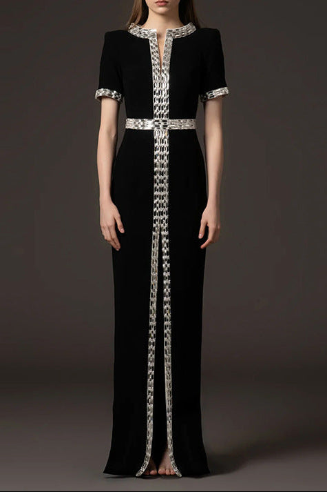 beverly rhinestone embellished maxi dress in black