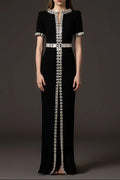 beverly rhinestone embellished maxi dress in black